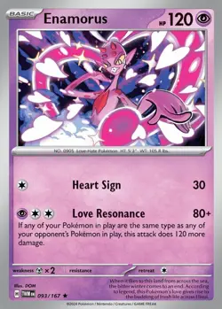 x1 Enamorus - 093/167 - Rare - Reverse Holo Pokemon SV06 Twilight Masquerade M/N - Image 1