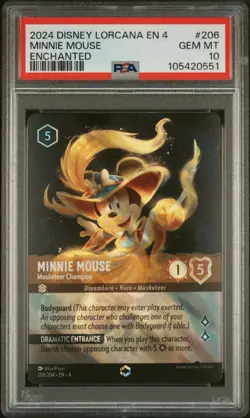 Disney Lorcana ENCHANTED Minnie Mouse Musketeer Champion #206 PSA 10 #0551 - Image 1