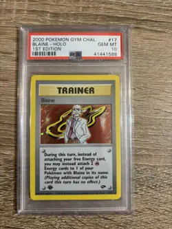 2000 Gym Challenge 1st Edition Blaine Holo PSA 10 GEM MT#17/132 Rare Pokemon - Image 1