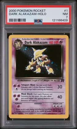 2000 POKEMON ROCKET #1 DARK ALAKAZAM-HOLO PSA 7 - Image 1