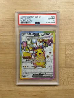 2024 Pokemon Surging Sparks Pikachu Ex #219/191 PSA 10 - Image 1