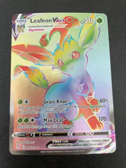 Pokemon Evolving Skies 2021 Leafeon VMAX Rainbow Secret Rare Card #204/203 - Image 1
