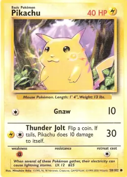 Large Pokemon Card Pikachu Trading Card 5 3/4" x 8" RARE original NM 1999 - Image 1