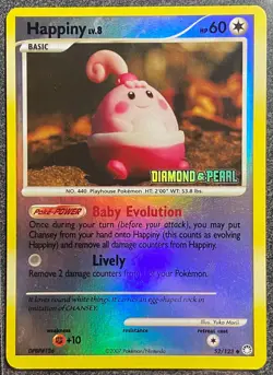 Pokemon 52/123 Happiny 2007 Diamond and Pearl Holo TCG Card - Image 1