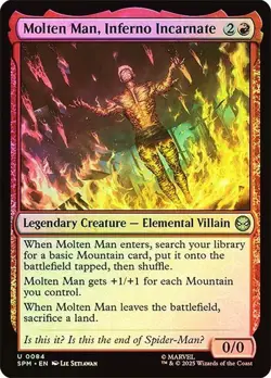 NM Foil Molten Man, Inferno Incarnate, MTG, Marvel's Spider-Man, Magic, 84 - Image 1