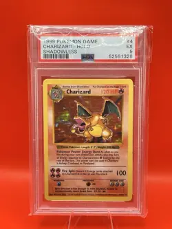 Pokemon TCG 1999 Charizard Holo Rare Shadowless Base Set PSA 5 #4/102 English - Image 1