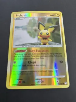 Pokemon TCG Pichu 93/123 Mysterious Treasures Reverse Holo 40HP 2007 Card - Image 2