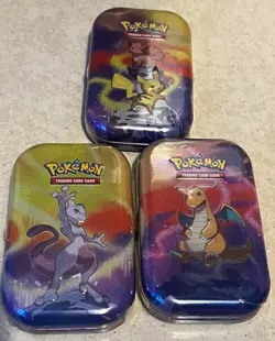 3x Pokemon Kanto Power Mini Tin Dragonite Pikachu Code L24 New Factory Sealed ✅ - Image 1