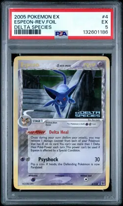 2005 POKEMON EX DELTA SPECIES #4 ESPEON-REVERSE FOIL PSA 5 - Image 1