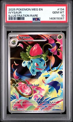 2025 Pokemon Mega Evolution Base #134 Illustration Rare Ivysaur PSA 10 Gem Mint - Image 1