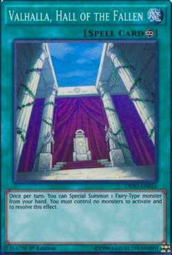 1X NM Valhalla, Hall of the Fallen - DESO-EN055 - Super Rare 1st Edition yugioh - Image 1