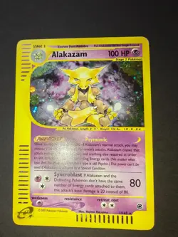 Pokemon TCG Alakazam 001/165 Expedition Base Set Holo SWIRL LP raw ungraded - Image 1