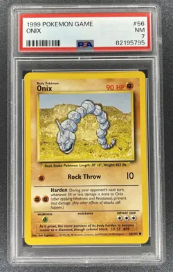 Pokemon TCG Onix Base Set 56/102 Regular Common PSA 7 Graded 1999 - Image 1