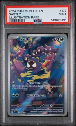 2024 POKEMON TEF EN-TEMPORAL FORCES ILLUSTRATION RARE #177 GASTLY PSA 9 - Image 1