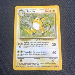 Pokemon TCG Raichu Base Set Holo Card 14/102 Unlimited Rare MP - Image 1