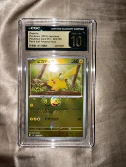 Japanese Pokemon 151 sv2a Pikachu 025/165 Pokeball Reverse Holo CGC 10 Gem Mint - Image 1