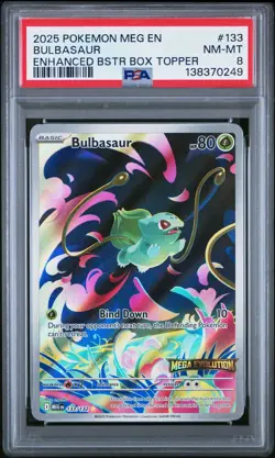 Bulbasaur Pokemon Meg En-Mega Evolution 133 NM PSA 8 - STAMPED PROMO - Image 1