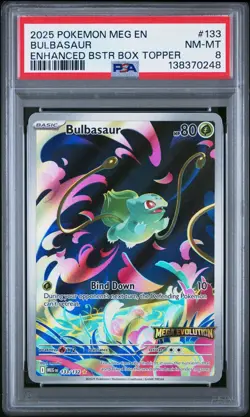 Bulbasaur Pokemon Meg En-Mega Evolution 133 NM PSA 8 - STAMPED PROMO - Image 1