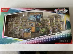PRISMATIC EVOLUTIONS Lucario EX and Tyranitar EX Premium Collection In H G3D - Image 1