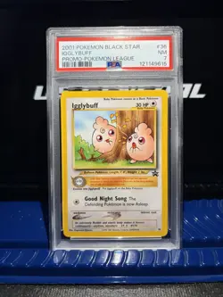 2001 Pokemon Black Star Igglybuff Promo-Pokemon League PSA 7 - Image 1