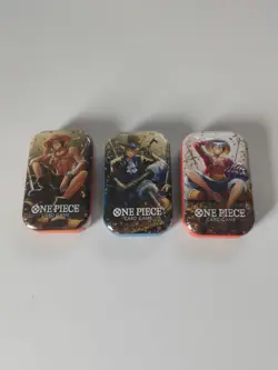 Set of 3 One Piece Card Game Vol.2 Mini-Tins FULL SET NEW SEALED Ace Luffy Sabo - Image 1