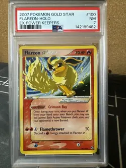 Pokemon TCG Flareon Gold Star 100/108 Power Keepers Holo Card PSA 7 NM - Image 1