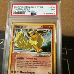 Pokemon TCG Flareon Gold Star 100/108 Power Keepers Holo Card PSA 7 NM - Image 2