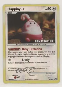 Happiny Reverse Foil Pokemon Diamond & Pearl Mysterious Treasures #52 2007 - Image 1