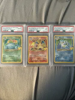 Pokemon Celebrations Base Set Trio Charizard, Blastoise Venusaur PSA 9/10 - Image 1