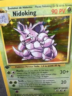 1999 Pokemon FRENCH 1st Edition Base Set Nidoking Holo 11/102 MP/LP DESCRIPTION - Image 2