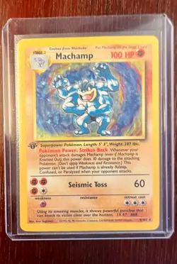 Machamp Pokemon Card Game Base Set 1st Edition Holo #8 008/102 Ungraded MP - Image 1