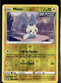 Pokemon Minun 090/264 Fusion Strike Reverse Holo Common 4 Card Lot - Image 1