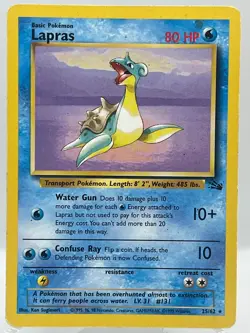 Lapras 25/62 Fossil Unlimited Non Holo Rare WotC 1999 Vintage Pokemon TCG Card - Image 1