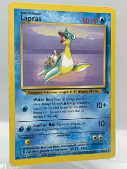 Lapras 25/62 Fossil Unlimited Non Holo Rare WotC 1999 Vintage Pokemon TCG Card - Image 2