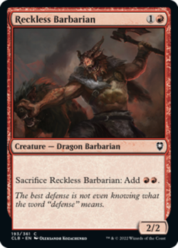 MTG Reckless Barbarian - Foil, Commander Legends: Battle for Baldur's Gate, Ligh - Image 1