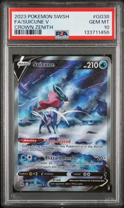 2023 POKEMON SWORD & SHIELD CROWN ZENITH #GG38 FULL ART/SUICUNE V PSA 10 - Image 1
