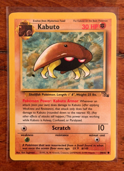 1999 Pokemon Kabuto 50/62 Fossil Regular TCG - LP - Image 1