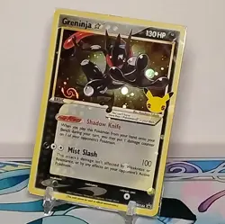 Pokemon TCG (MEW TAIL SWIRL ) Greninja Black Star Promo SWSH144 NM Gold Star - Image 1