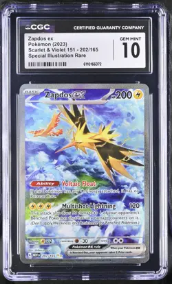Zapdos ex 202/165 CGC 10 - 2023 Pokemon SV Scarlet Violet 151 SIR - Image 1