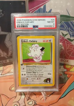 2000 Pokemon Gym Heroes Erika's Clefairy 1st Edition #25 PSA 8 NM-MT - Image 1