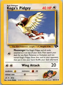Pokemon TCG Kogas Pidgey 49/132 Gym Challenge LP - Image 1