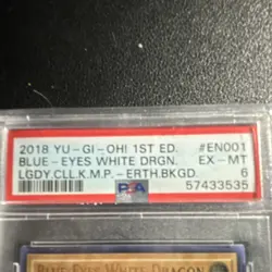 Yu-Gi-Oh! 2018 Blue-Eyes White Dragon 1st Edition EN001 PSA 6 EX-MT - Image 3