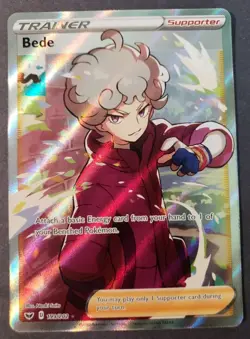 Bede 199/202 Sword & Shield NM Full Art Ultra Rare Pokemon Card Fast Shipping - Image 1