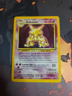 Pokemon Card 1999 TCG WOTC Base Set Alakazam 1/102 Holo Rare Unlimited MP - Image 1