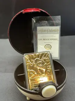 1999 Jigglypuff Pokemon 23K Gold Plated Card Limited Edition Burger King Red Box - Image 1
