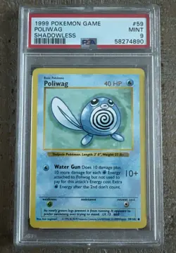 1999 Pokemon Base Set Shadowless Poliwag PSA 9 59/102 Common - Image 1