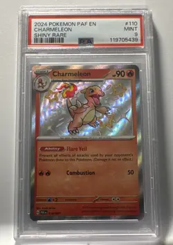 PSA 9 Charmeleon Shiny Baby Rare #110/091 2024 Pokemon Paldean Fates - Image 1