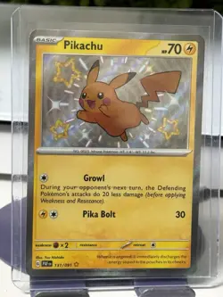 Pokemon Pikachu TCG Holo Shiny Rare Card Paldean Fates 131/091 - Image 1