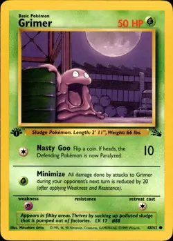 1995, 96, 98 Pokemon Card 1st Edition **Grimer** - Fossil Set 48/62 - Common - Image 1