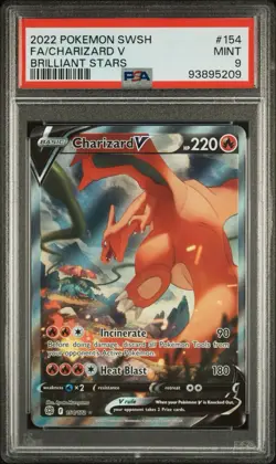 2022 PSA 9 FA Charizard V #154 Alternate Art Pokemon TCG Brilliant Stars English - Image 1